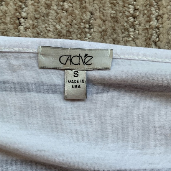 Cache Striped White/Pink/Black Cold Shoulder Long Open Sleeve Top size M - Picture 4 of 7